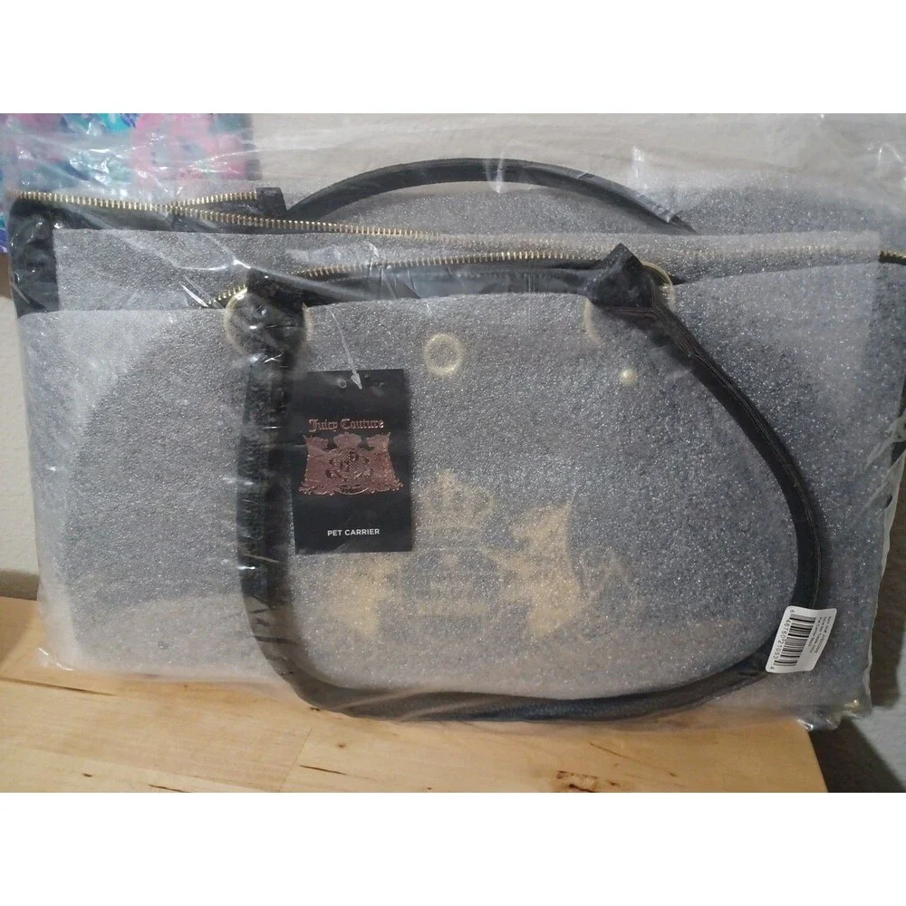 NWT Vintage Juicy Couture Pet Carrier Black & Pink Travel Bag Dog & Cat